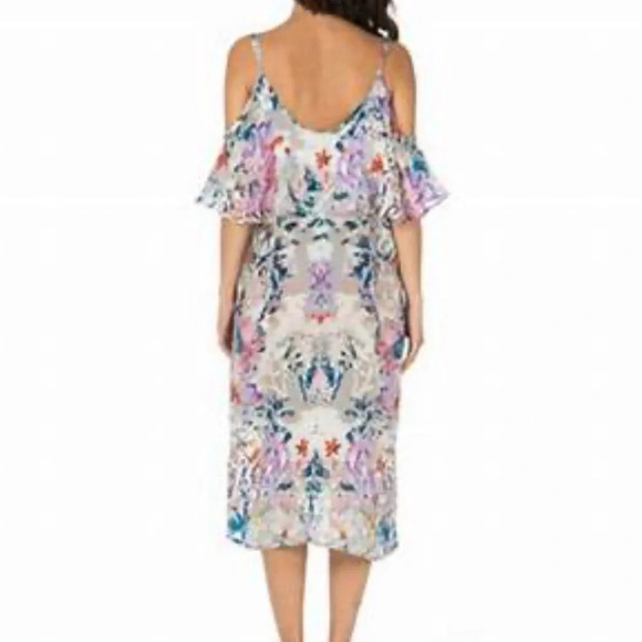 Tolani Kaylie Gray Floral Abstract Viscose Midi Dress - Picture 3 of 8